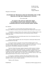 Statement by the Delegation of Switzerland in response to the report by the Three Personal Representatives of the Chairman-in-Office on Tolerance