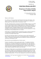 Statement by the Delegation of the United States in response to the report by the Representative on Freedom of the Media, Miklos Haraszti