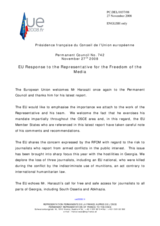 Statement by the French Presidency of the Council of the European Union in response to the report by the Representative on Freedom of the Media, Miklos Haraszti