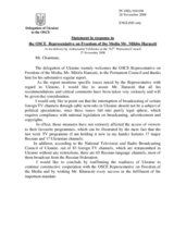 Statement by the Delegation of Ukraine in response to the report by the Representative on Freedom of the Media, Miklos Haraszti