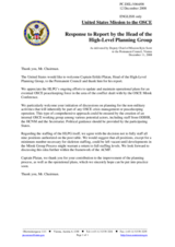 Statement by the Delegation of the United States in response to the report by the Head of the High-Level Planning Group, Captain Erkki Platan