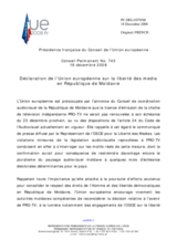 Statement by the French Presidency of the Council of the European Union regarding freedom of the media in Moldova (fr)
