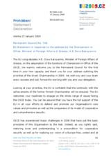 Statement by the Czech Presidency of the Council of the European Union in response to the address by the Chairperson-in-Office, Minister of Foreign Affairs of Greece, H.E. Dora Bakoyannis