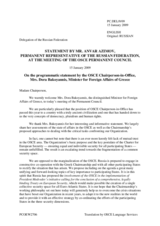 Statement by the Delegation of the Russian Federation in response to the address by the Chairperson-in-Office, Minister of Foreign Affairs of Greece, H.E. Dora Bakoyannis