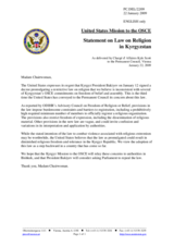 Statement by the Delegation of the United States on the promulgation of the law on "Freedom of Conscience and Religious Organizations in the Krgyz Republic"