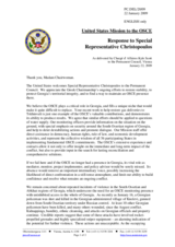 Statement by the Delegation of the United States in response to the OSCE Greek Chairmanship's Special Representative for Protracted Conflicts, Ambassador C. Christopoulos