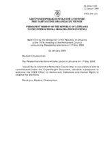 Statement by the Delegation of the Republic of Lithuania inviting the OSCE Office for Democratic Institution and Human Rights to observe the Presidential elections to be held 17 May 2009
