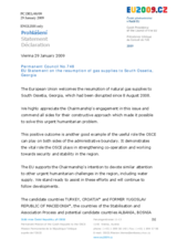 Statement by the Czech Presidency of the Council of the European Union on the resumption of gas supplies to South Ossetia, Georgia