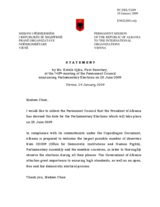 Statement by the Delegation of Albania on parliamentary elections on 28 June 2009