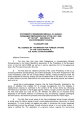Statement by the Delegation of the Holy See in response to the address by the Minister for Foreign Affairs of the Czech Republic, Karel Schwarzenberg