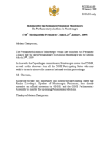 Statement by the Delegation of Montenegro on parliamentary elections on 29 March 2009