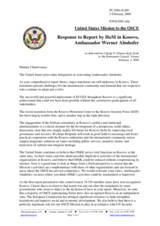 Statement by the Delegation of the United States in response to the report by the Head of OSCE Mission in Kosovo, Ambassador Werner Almhofer