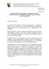 Statement by the Delegation of Bosnia and Herzegovina in response to the address by the Minister for Foreign Affairs of the Czech Republic, Karel Schwarzenberg