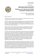 Statement by the Delegation of the United States in response to the presentation by the Head of the EU Monitoring Mission in Georgia, Ambassador Hansjörg Haber, and the presentation by the Head of the Conflict Prevention Centre, Ambassador Herbert Salber