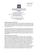 Statement by the Delegation of Norway in response to the presentation by the Head of the EU Monitoring Mission in Georgia, Ambassador Hansjörg Haber, and the presentation by the Head of the Conflict Prevention Centre, Ambassador Herbert Salber
