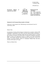 Statement by the Delegation of Iceland on early general elections anticipated on 25 April 2009