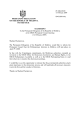 Statement by the Delegation of Moldova on parliamentary elections on 5 April 2009