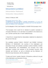 Interpretive Statement by the Czech Presidency of the Council of the European Union on the Permanent Council Decision to extend PC Decision No. 861