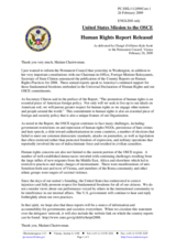 Statement by the Delegation of the United States on the publication of the Country Reports on Human Rights Practices for 2008
