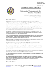 Condolences presented by the Delegation of the United States of America to the Russian Federation