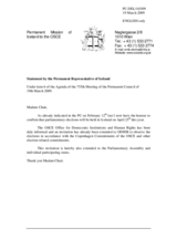Statement by the Delegation of Iceland on parliamentary elections on 25 April 2009
