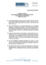 Talking points of the OSCE Parliamentary Assembly Secretary General, R. Spencer Oliver