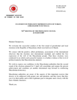 Statement by the Delegation of Turkey on recent elections in the former Yugoslav Republic of Macedonia