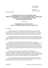 Statement by the Delegation of Belarus on a Central Asian Nuclear-Weapon Free Zone
