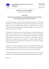 Statement by the Delegation of Slovenia on the Round Table "Bolzano/Bozen Recommendations on National Minorities in Inter-State Relations", Ljubljana, Slovenia, 23 March 2009.