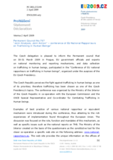 Statement by the Czech Presidency of the Council of the European Union on "Joint Analysis, Joint Action" - conference of EU National Rapporteurs on Trafficking in Human Beings