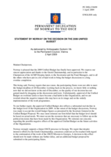 Statement by the Delegation of Norway on the adoption of the Unified Budget 2009