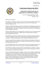 Statement by the Delegation of the United States of America on schools and acts of aggression in Transdnistria, Moldova