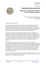 Statement by the Delegation of the United States in response to the report by the Head of the OSCE Mission to Moldova, Ambassador Philip Remler