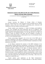 Statement by the Delegation of Ukraine in response to the address by the Minister of Foreign Affairs of Romania, Cristian Diaconescu