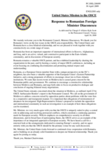 Statement by the Delegation of the United States in response to the address by the Minister of Foreign Affairs of Romania, Cristian Diaconescu
