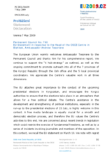 Statement by the Czech Presidency of the Council of the European Union in response to the report by the Head of the OSCE Centre in Bishkek, Ambassador Andrew Tesoriere