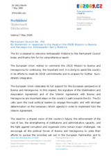 Statement by the Czech Presidency of the Council of the European Union in response to the report by the Head of the OSCE Mission to Bosnia and Herzegovina, Ambassador Garry Robbins