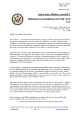 Statement by the Delegation of the United States on the draft Law on Information and Communications Networks in Kazakhstan