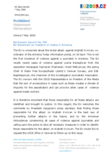 Statement by the Czech Presidency of the Council of the European Union on freedom of media in Armenia