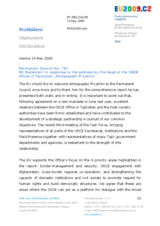 Statement by the Czech Presidency of the Council of the European Union in response to the report by the Head of the OSCE Office in Tajikistan, Ambassador Vladimir Pryakhin