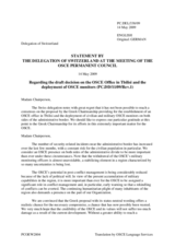 Statement by the Delegation of Switzerland on OSCE presence in Georgia