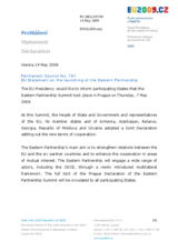 Statement by the Czech Presidency of the Council of the European Union on the Eastern Partnership Prague Summit, 7 May 2009