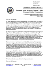 Statement by the Delegation of the United States in response to the Presentation of the 2010 Program Outline by the Secretary General, Ambassador Marc Perrin de Brichambaut