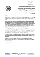 Statement by the Delegation of the United States on the July 2009 Kyrgyzstan presidential election