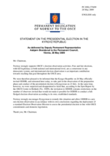 Statement by the Delegation of Norway on the July 2009 Kyrgyzstan presidential election