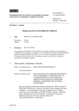 Journal of the 429th Plenary Meeting of the Forum for Security Co-operation (fr)