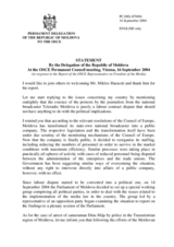 Statement by the Delegation of Moldova in response to the OSCE Representative on Freedom of the Media, Mr. Miklós Haraszti