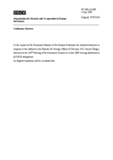 Statement by the Delegation of the Russian Federation in response to the address by the Chairman of the Committee of Ministers of the Council of Europe, Minister of Foreign Affairs of Slovenia, Samuel Zbogar (ru)