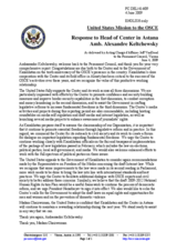 Statement by the Delegation of the United States in response to the report by the Head of the OSCE Centre in Astana, Ambassador Alexandre Keltchewsky