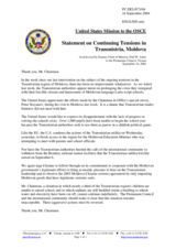 Statement by the Delegation of the United States of America on the ongoing tensions in the Transnistrian region of Moldova